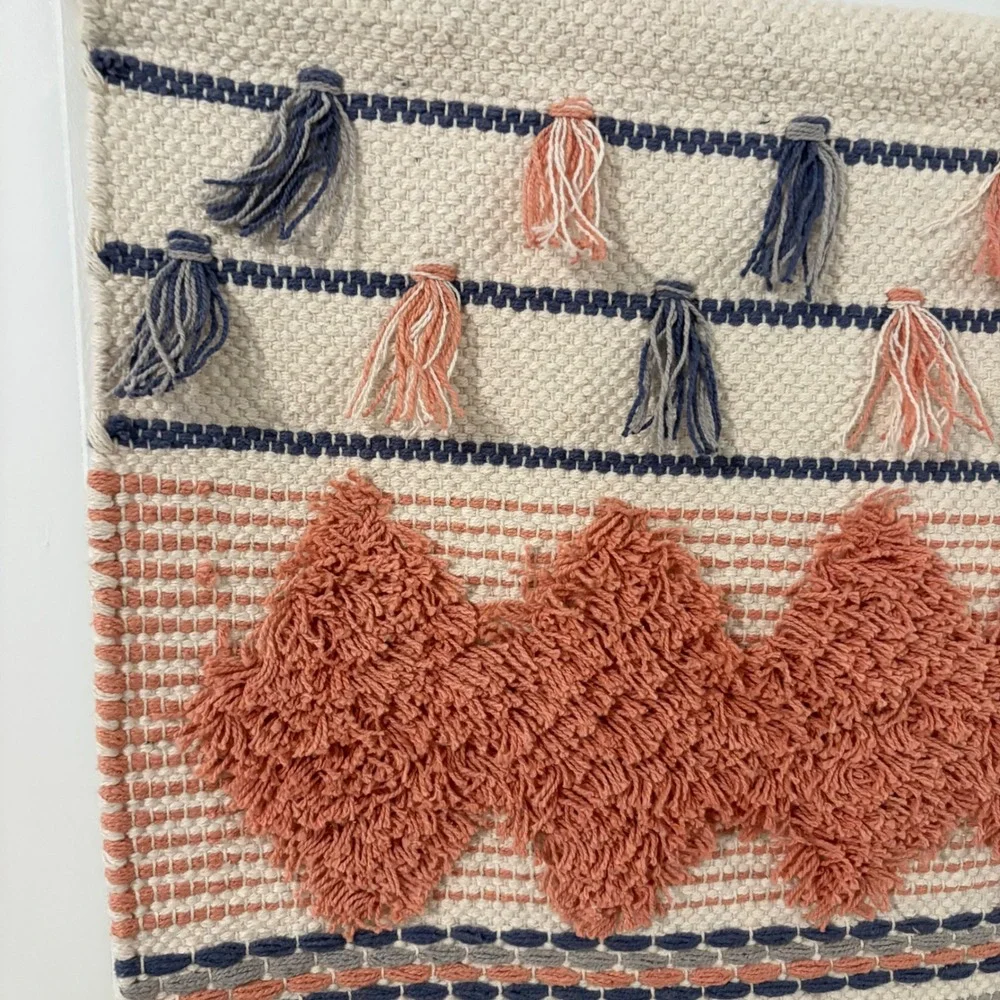 Boho Woven Wall Hanging Tassel Fringe Shaggy Diamond Tufted Textile‎ Art 28x48